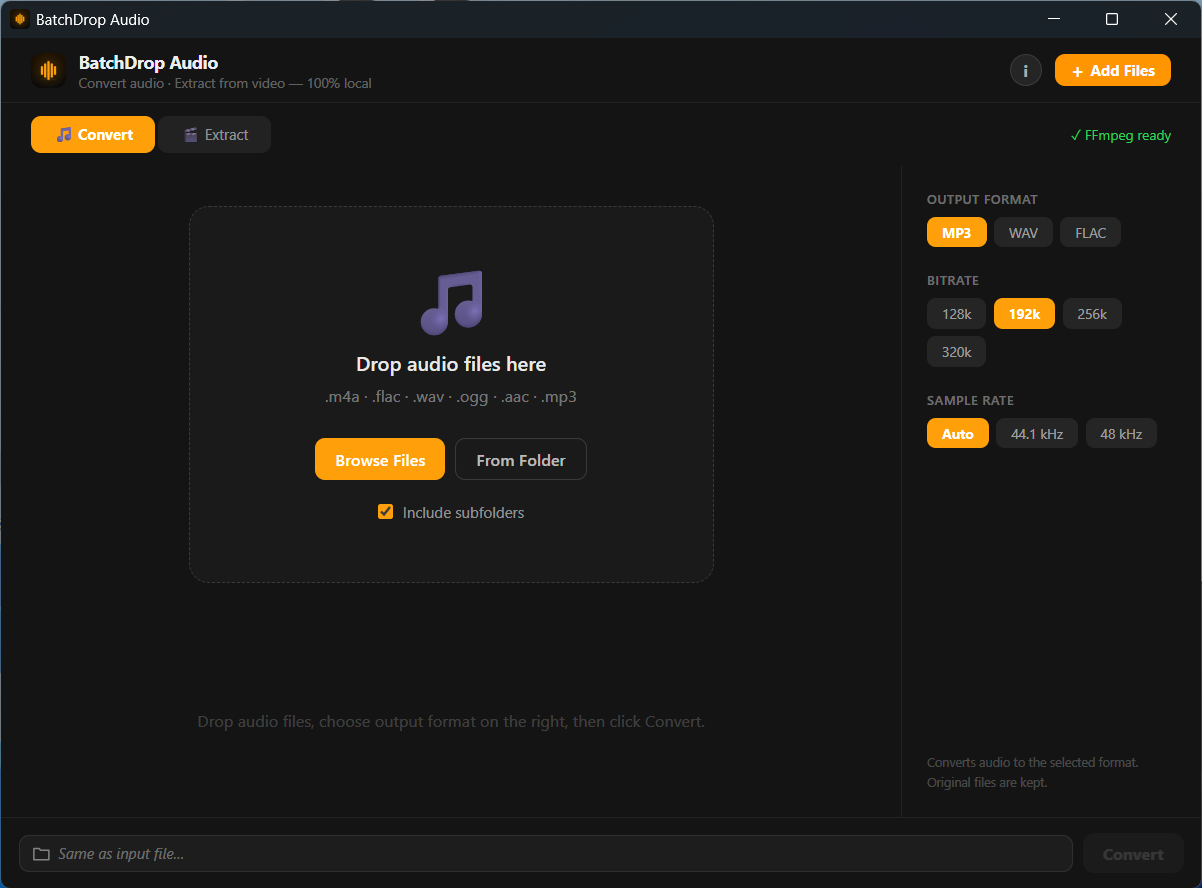 BatchDrop Audio app screenshot