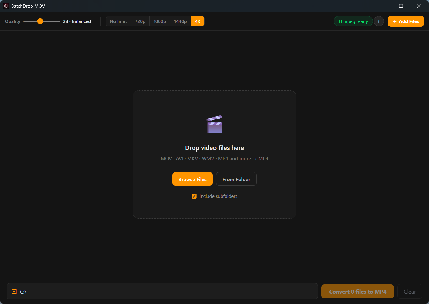 BatchDrop MOV app screenshot
