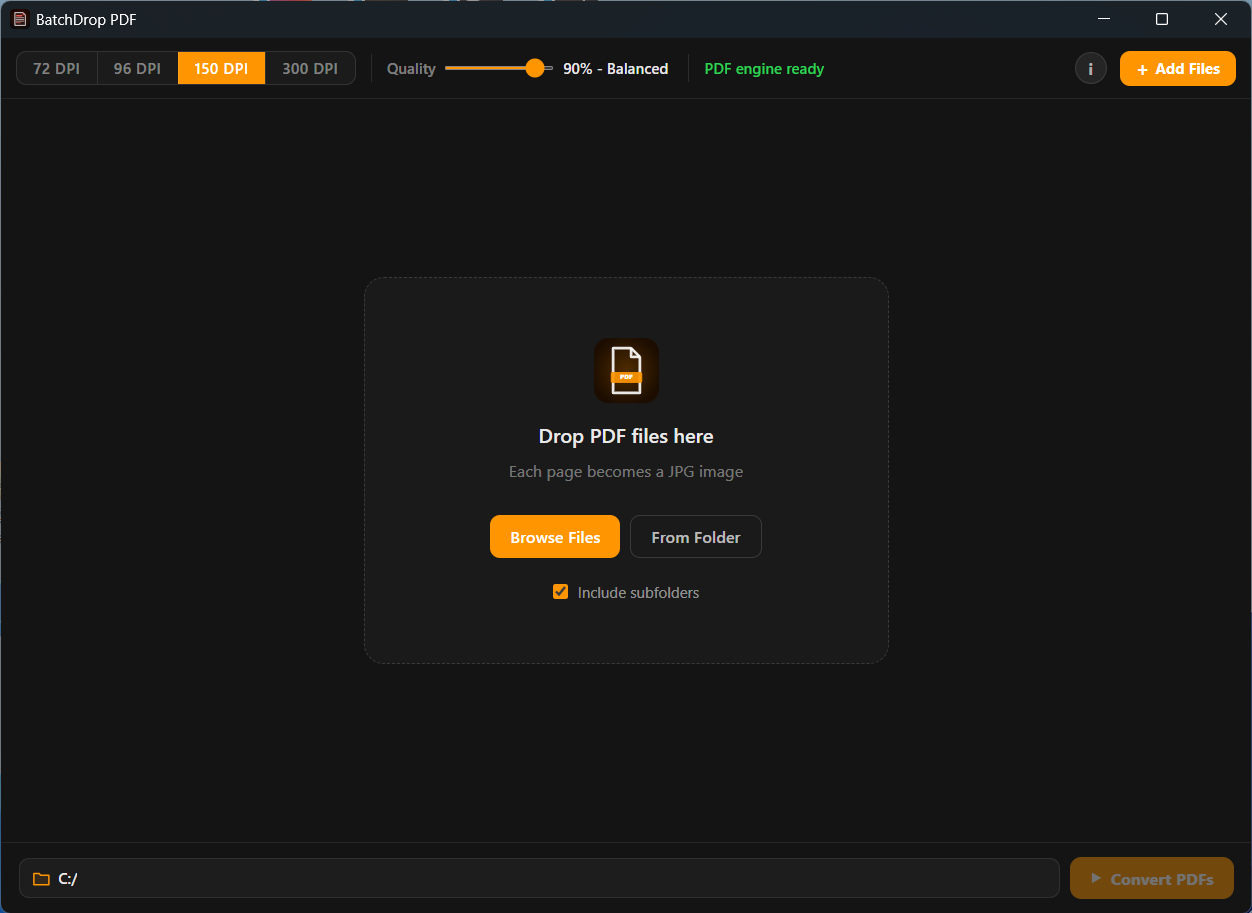 BatchDrop PDF app screenshot