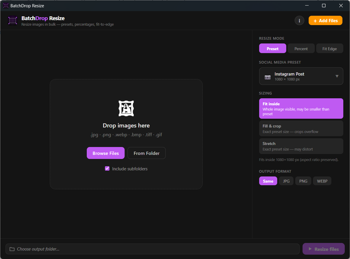 BatchDrop Resize app screenshot
