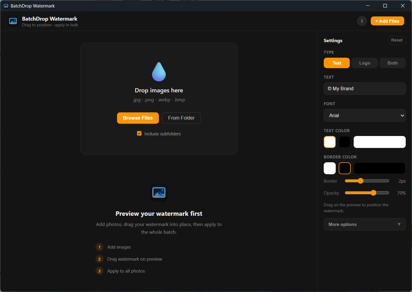 BatchDrop Watermark app screenshot