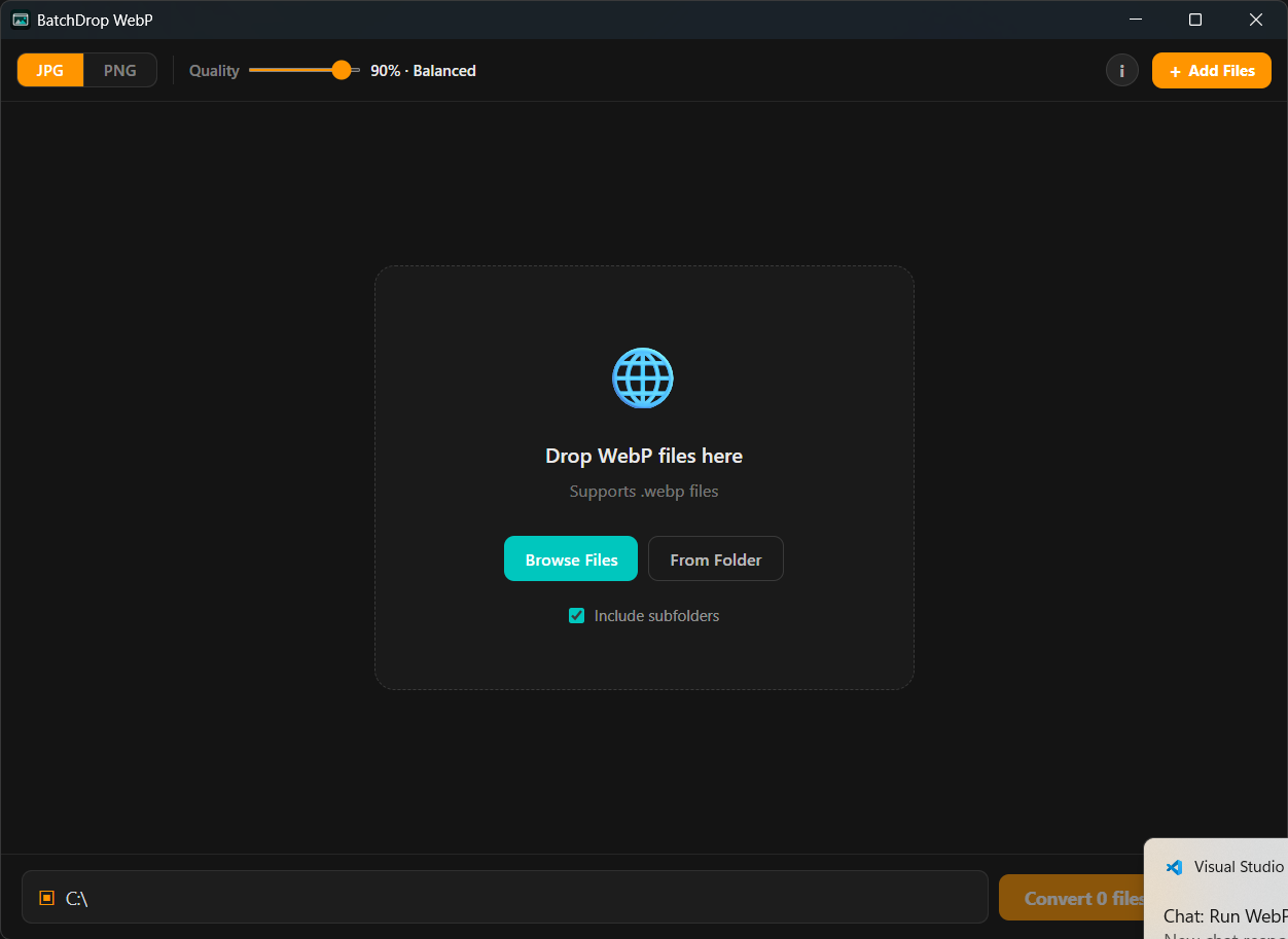 BatchDrop WebP app screenshot